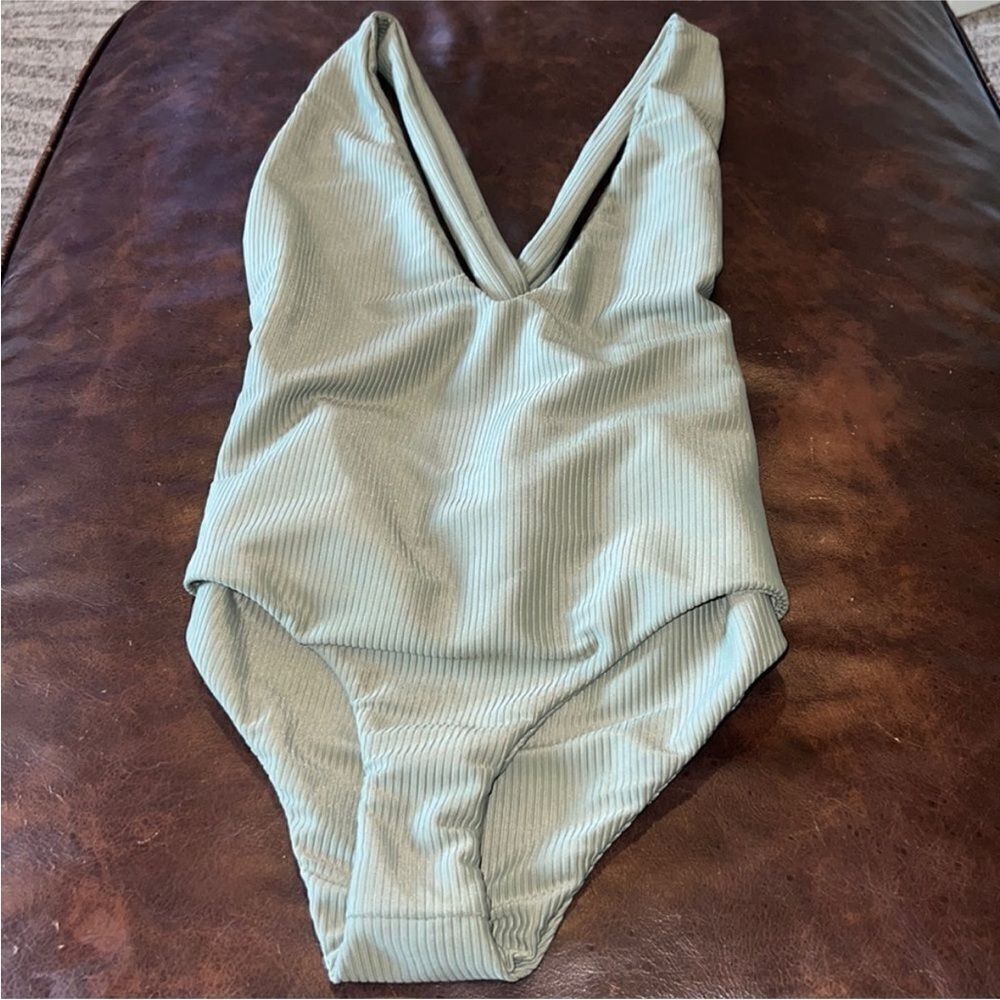 Free People Georgia One-Piece Swimsuit Sage Green M
